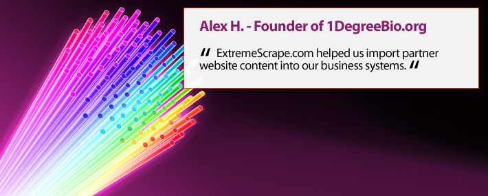 1DegreeBio.com uses ExtremeScrape.com to extract web data.